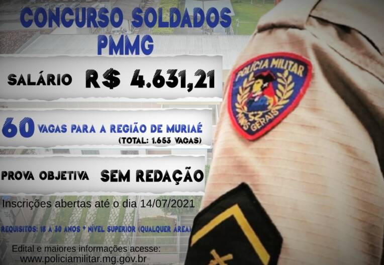 ATENÇÃO: CONCURSO PÚBLICO PARA ADMISSÃO AO CURSO DE FORMAÇÃO DE SOLDADOS DO  QUADRO DE PRAÇAS DA POLÍCIA MILITAR DE MINAS GERAIS, PARA O ANO DE 2022 –  CONCURSO Nº 0621 - Portal Miradouro